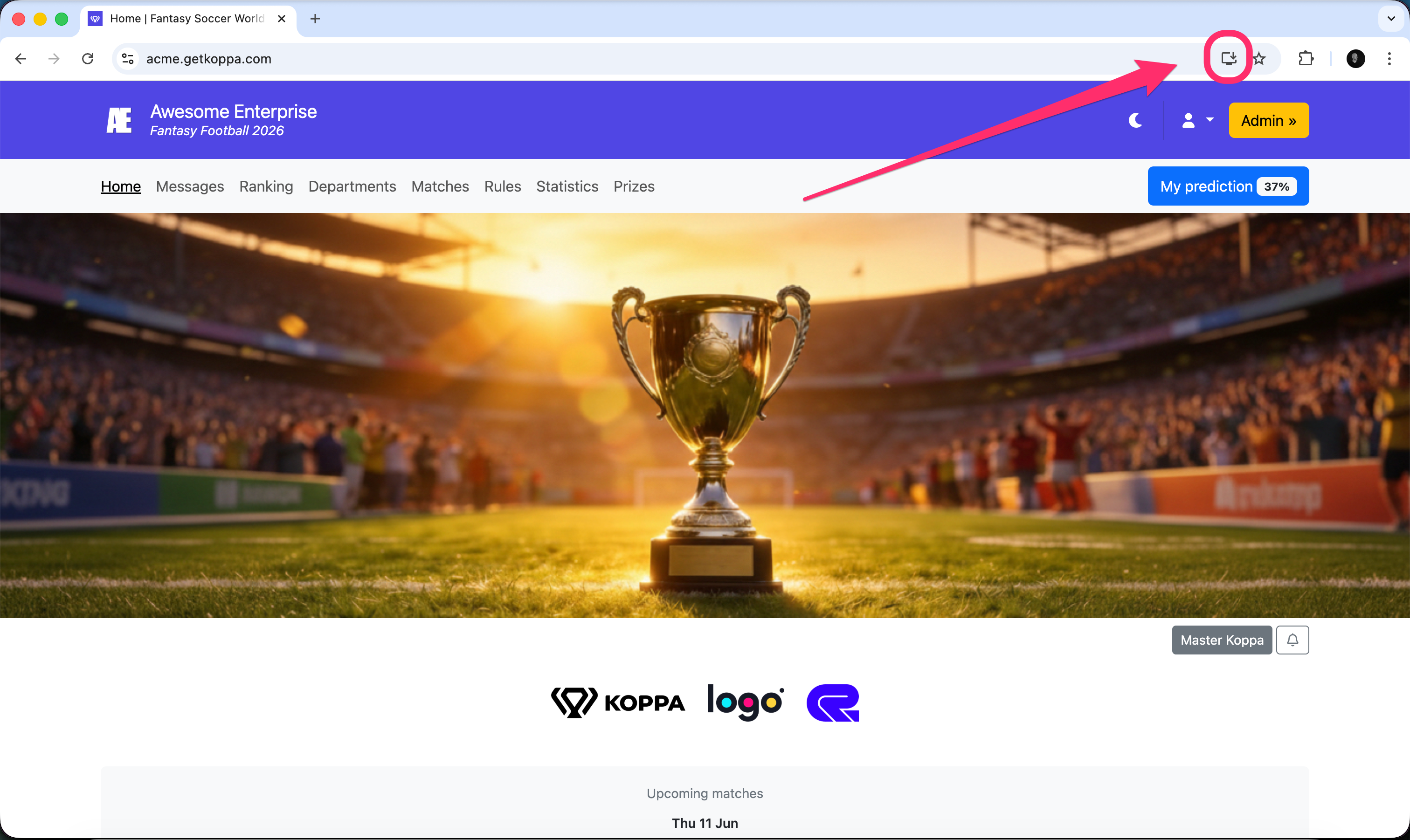 Icono de instalación en la barra de direcciones de Chrome